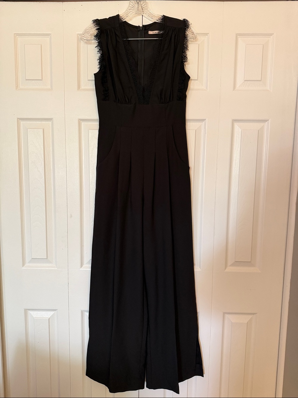 miami Black Lace-Trim Sleeveless Jumpsuit